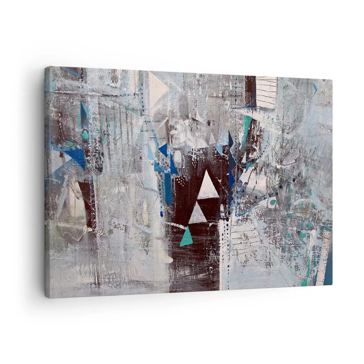 Tablou pe pânză Canvas - Compoziție abstractă cu triunghiuri și modele geometrice - 70x50cm - Ordinea superioară a triunghiurilor - Decorațiune modernă pentru perete pentru living și dormitor ARTTOR