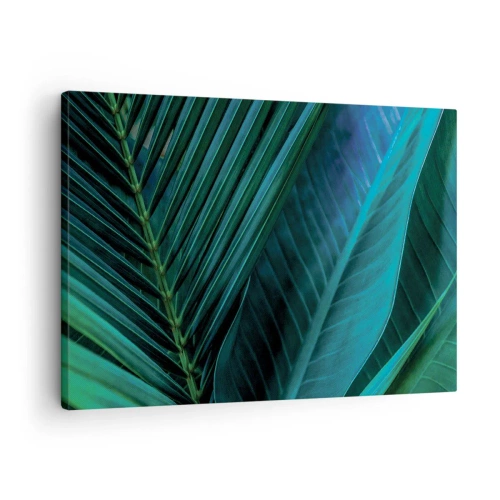 Tablou pe pânză Canvas - Prim-plan al frunzelor verzi tropicale - 70x50cm - Anatomia verdelui - Decorațiune modernă pentru perete pentru living și dormitor ARTTOR