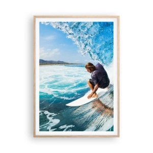 Poster în ramă de stejar deschis - Dansând cu valurile - 70x100 cm