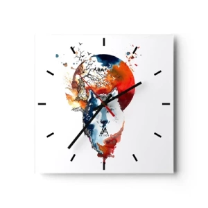 Ceas de perete - Ceas pe sticlă - Bot în bot cu noaptea - 30x30 cm