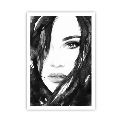 Poster - Studiu unei dame în alb și negru - 70x100 cm