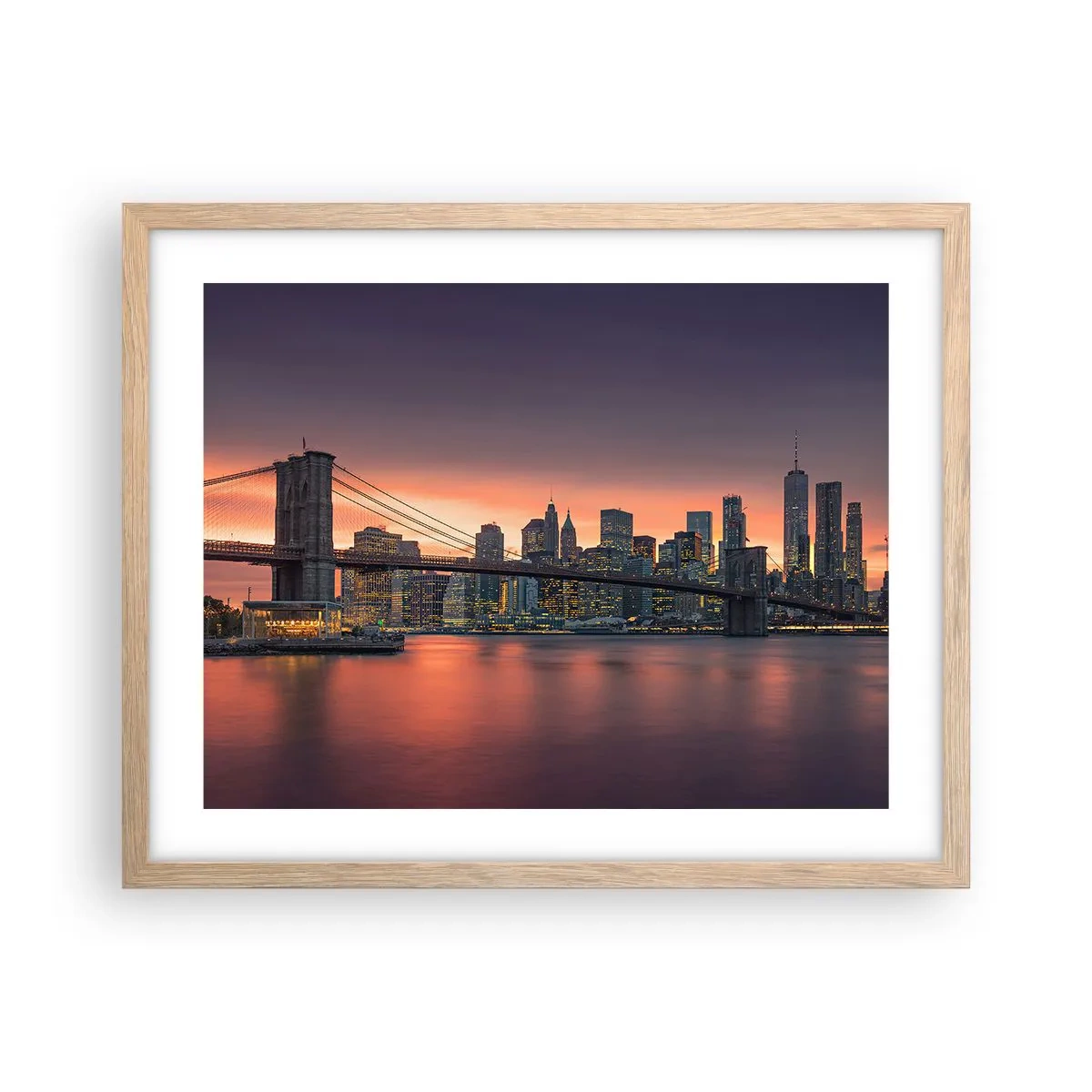 Poster în ramă de stejar deschis - Scufundate în tăcerea liliachie - 50x40 cm