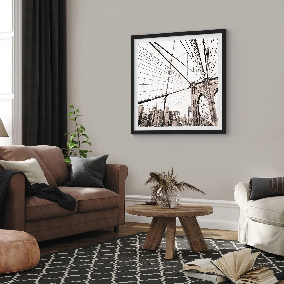 Poster în ramă neagră - Catedrala din New York - 40x40 cm