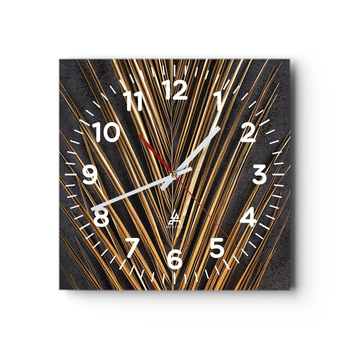 Ceas de perete - Ceas pe sticlă - Aur tropical - 40x40 cm