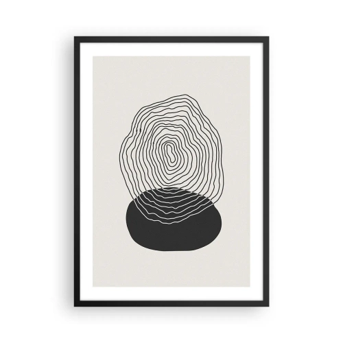 Poster în ramă neagră - Linii negre care creează o formă abstractă pe un fundal deschis - 50x70cm - Persistență și vibrațiile - Decorațiune modernă pentru perete pentru living și dormitor ARTTOR