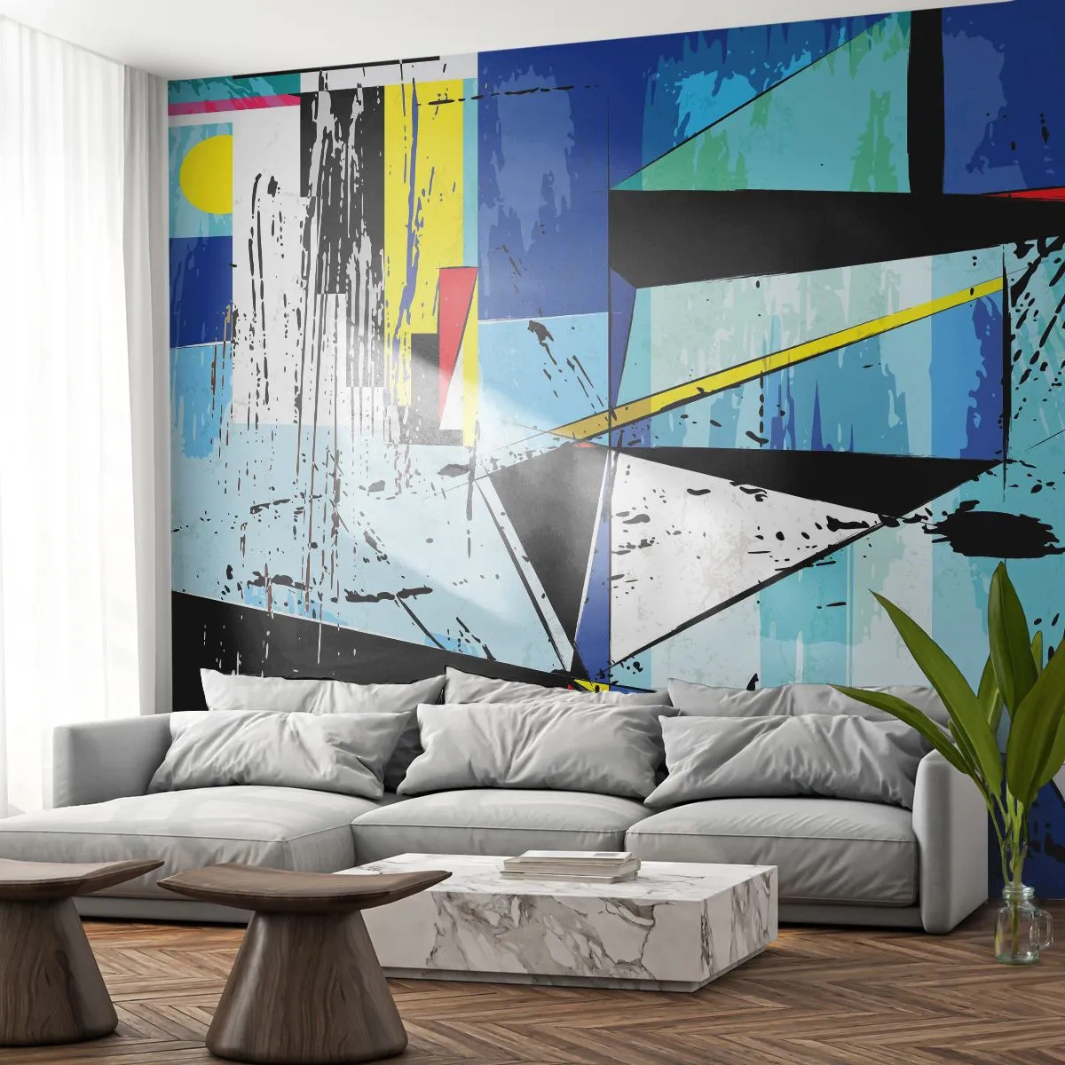 Tapet Autoadeziv Deluxe Sticker - Privind lumea dintr-un unghi... - Abstracția, Bucată, Model modern - 250x175 cm