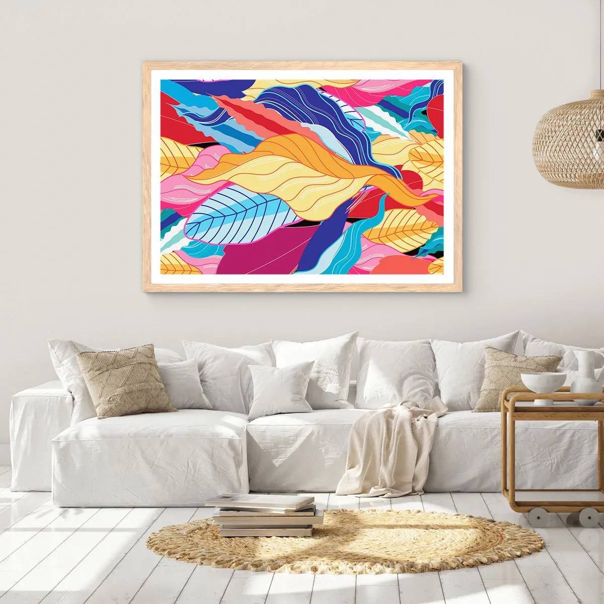 Poster în ramă de stejar deschis - O dezordine colorată - 40x30 cm