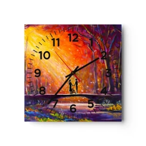 Ceas de perete - Ceas pe sticlă - Și cerul îi iubește - 40x40 cm