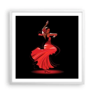Poster în ramă albă - Spiritul înflăcărat al flamenco-ului - 60x60 cm