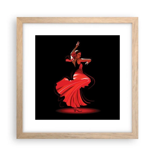 Poster în ramă de stejar deschis - Spiritul înflăcărat al flamenco-ului - 30x30 cm