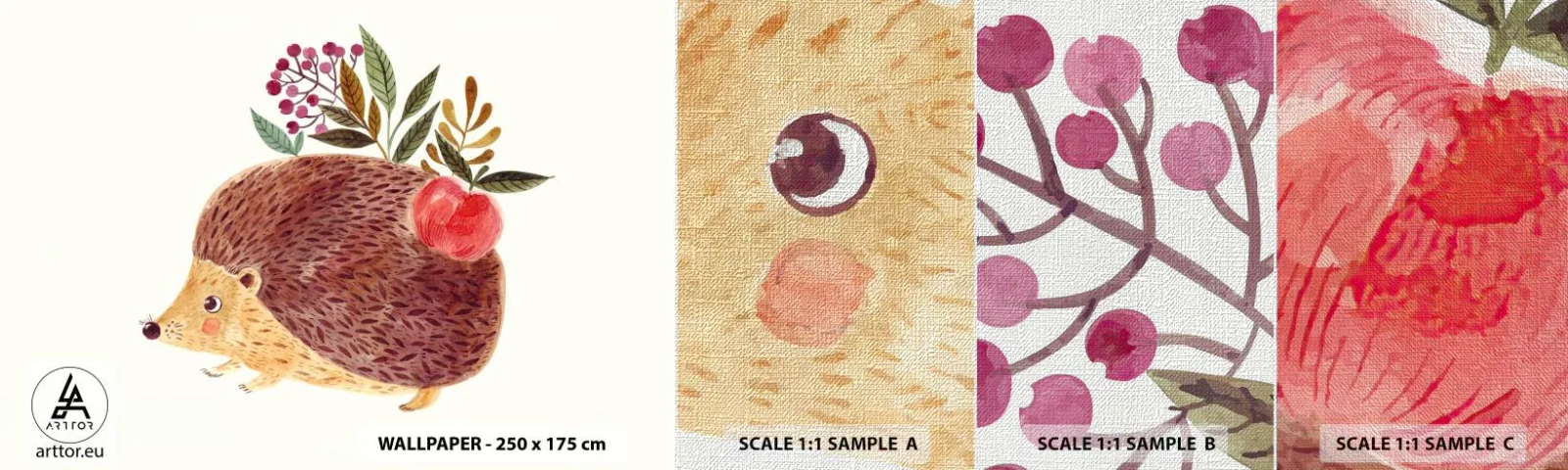 Mostră tapet Premium Canvas - Și tu deja mă placi - Arici, Pentru copii, Camera copiilor - 100x30 cm