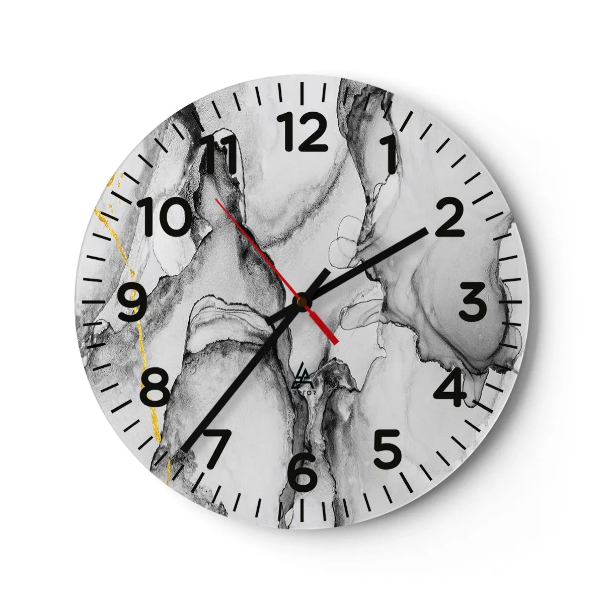Ceas de perete - Ceas pe sticlă - Compoziție cu motiv auriu - 40x40 cm