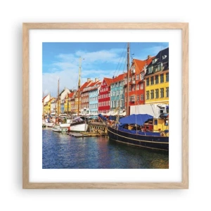 Poster în ramă de stejar deschis - Portul vesel - 40x40 cm