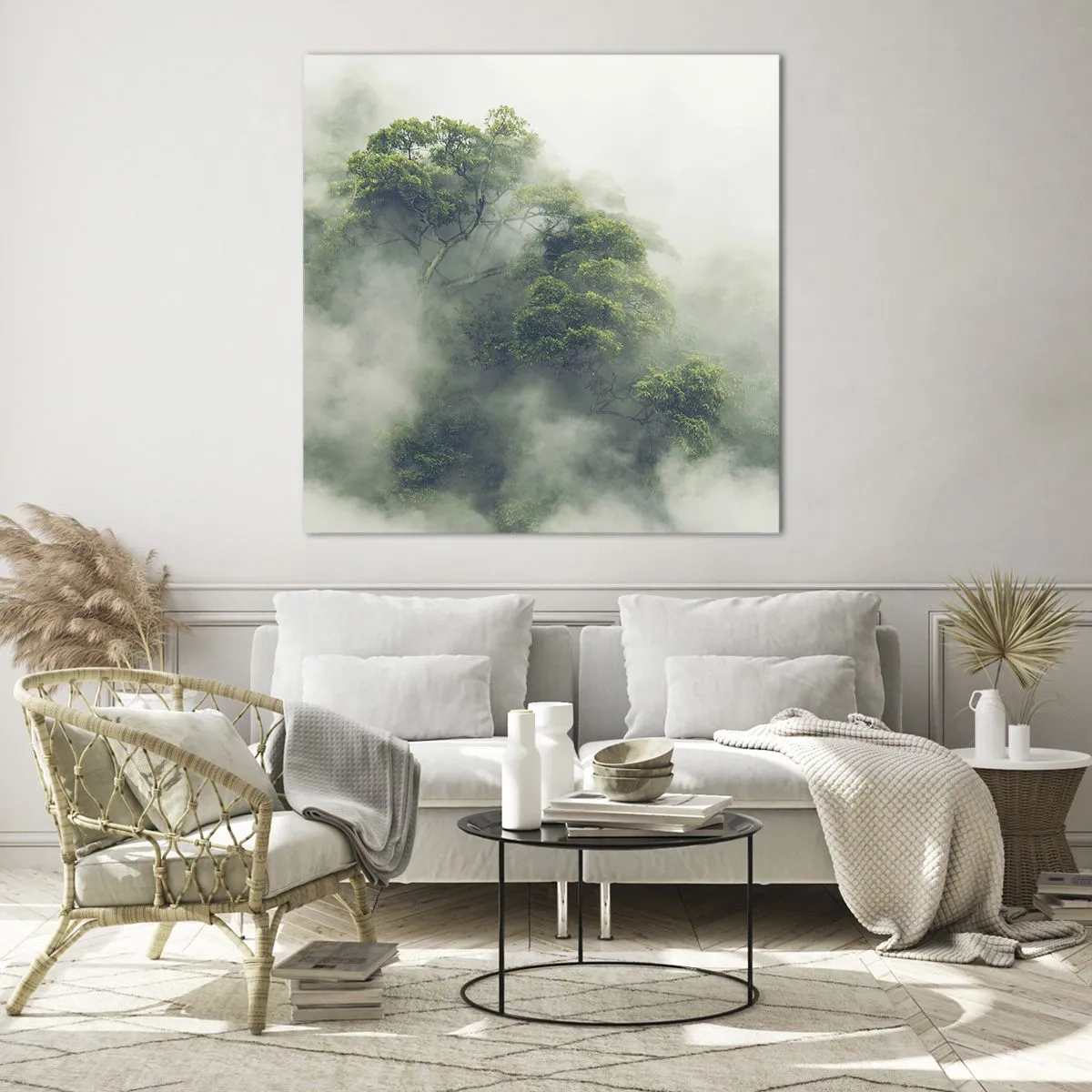 Tablou pe sticlă - Înfășurate în ceață - 60x60 cm