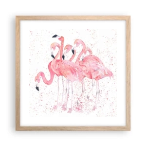 Poster în ramă de stejar deschis - Ansamblul roz - 40x40 cm