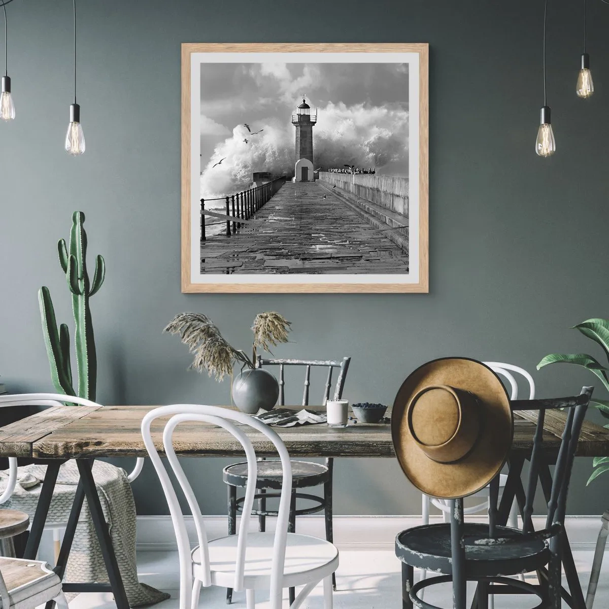 Poster în ramă de stejar deschis - Fără frică - 40x40 cm