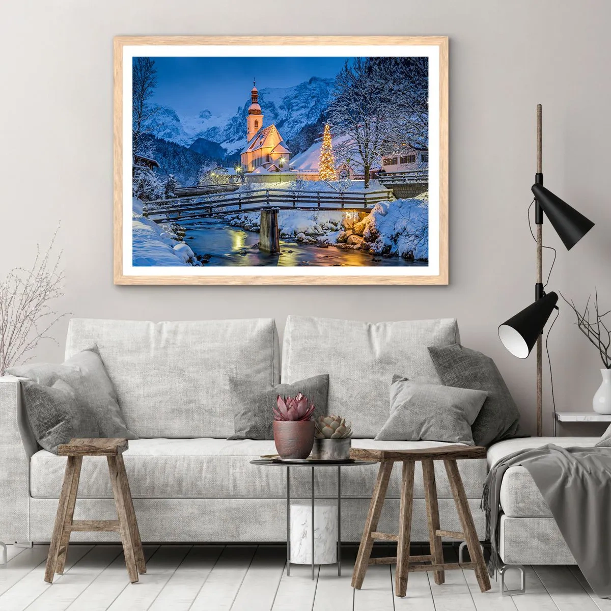 Poster în ramă de stejar deschis - Spiritul Crăciunului - 70x50 cm