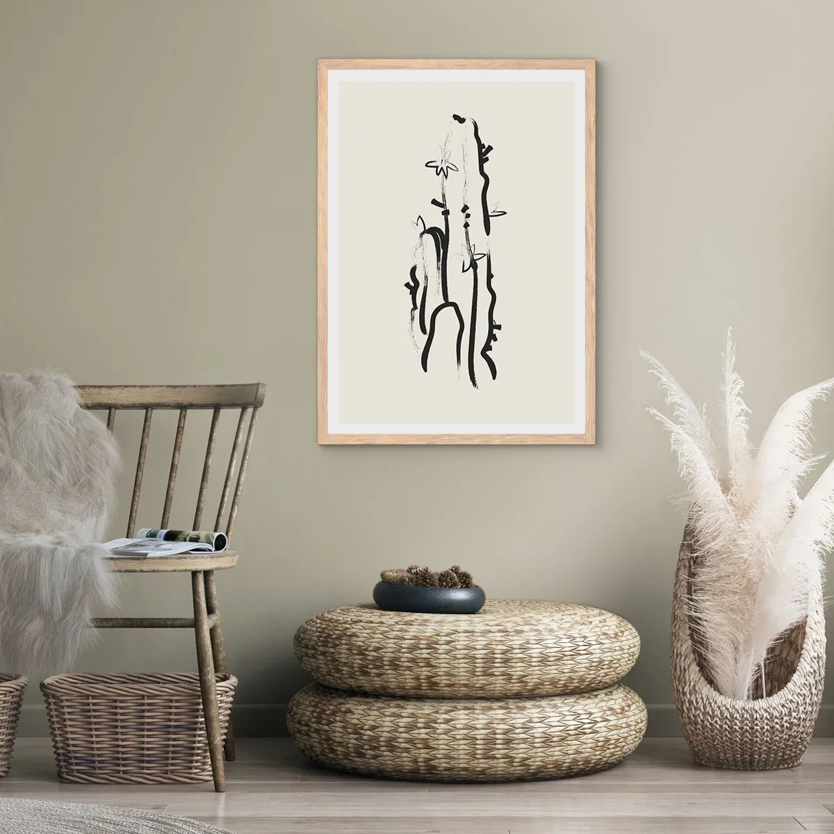 Poster în ramă de stejar deschis - Floare de plante medicinale - 61x91 cm