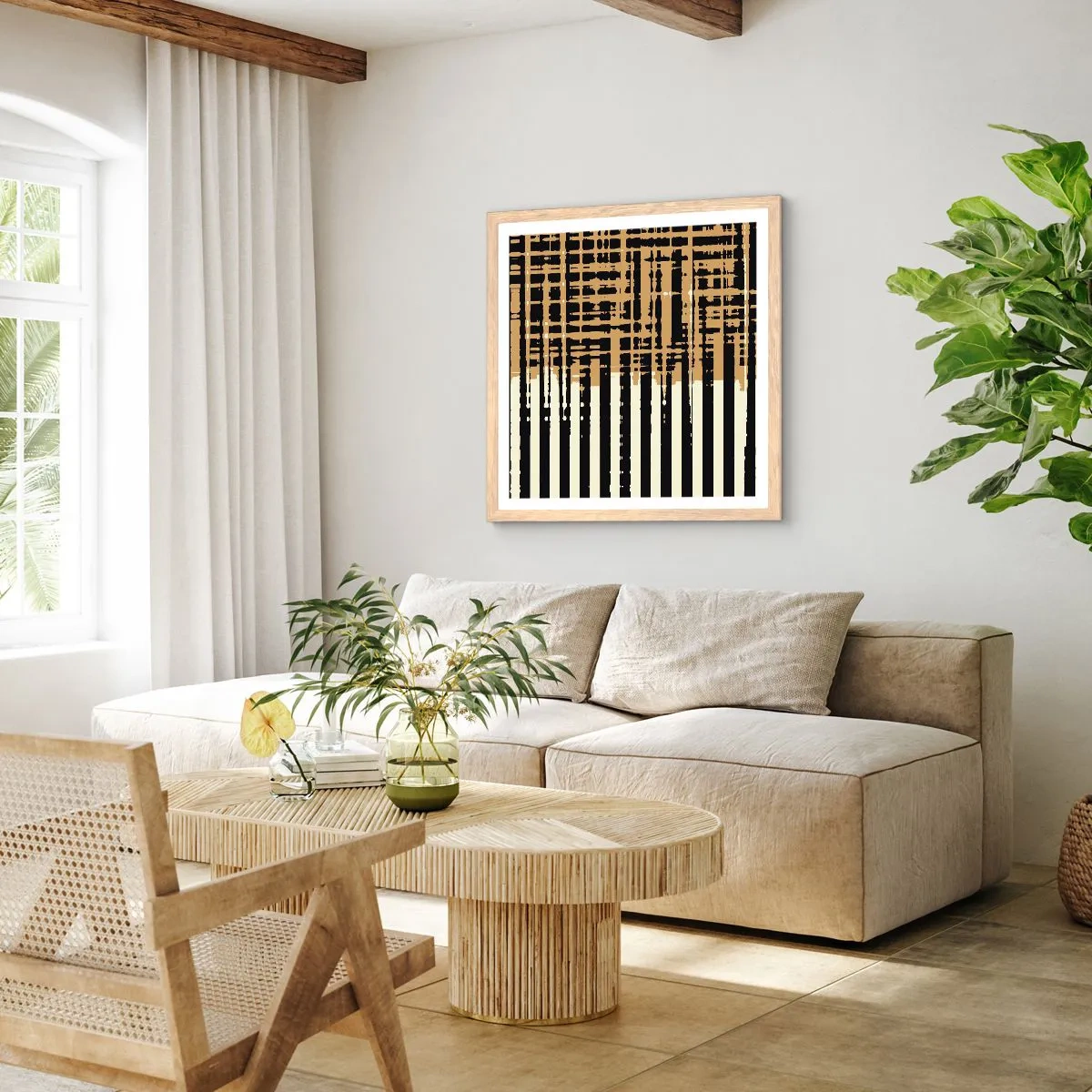 Poster în ramă de stejar deschis - Abstracție arhitecturală - 60x60 cm