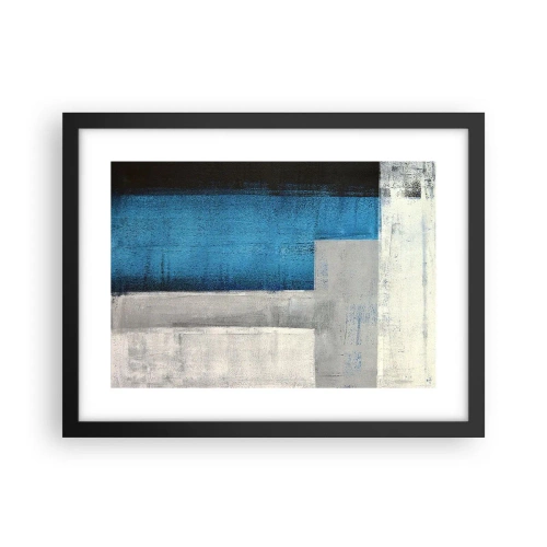 Poster în ramă neagră - Compoziție poetică de gri și albastru - 40x30 cm