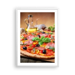 Poster în ramă albă - Cu o adevărată aromă italiană - 50x70 cm