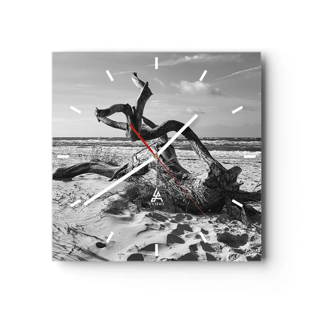 Ceas de perete - Ceas pe sticlă - Sculptură marină - 40x40 cm