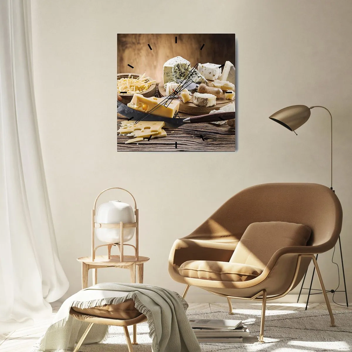 Ceas de perete - Ceas pe sticlă - Zâmbește - 30x30 cm