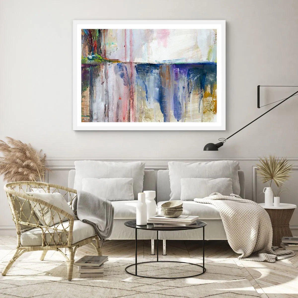 Poster în ramă albă - Impresii și asociații colorate - 100x70 cm