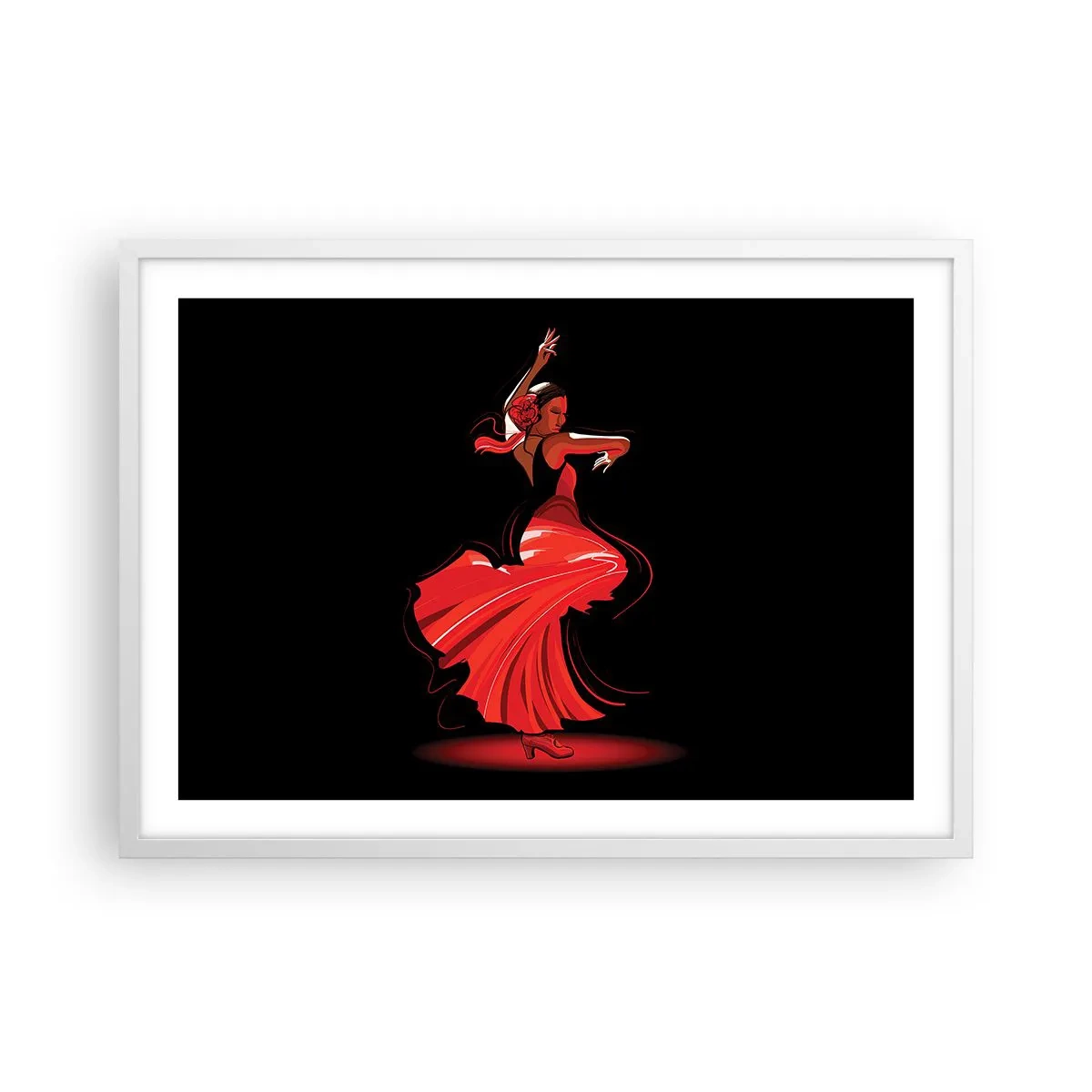 Poster în ramă albă - Spiritul înflăcărat al flamenco-ului - 70x50 cm