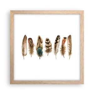 Poster în ramă de stejar deschis - Variație cu pene - 30x30 cm