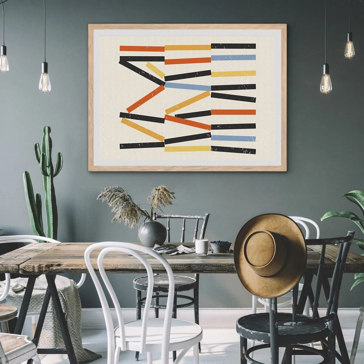 Poster în ramă de stejar deschis - Compoziție la nivel - 70x50 cm