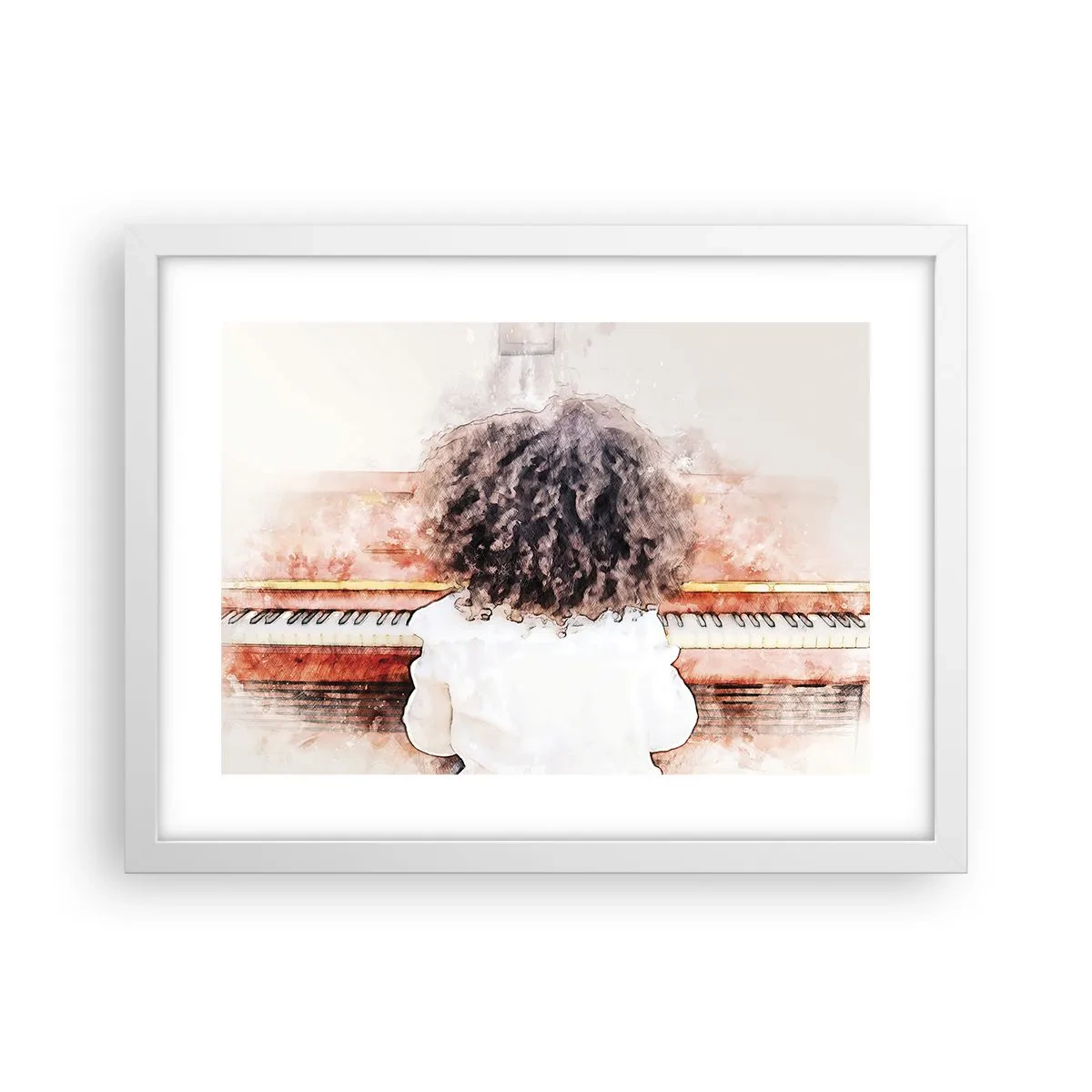 Poster în ramă albă - Într-o lume a muzicii - 40x30 cm