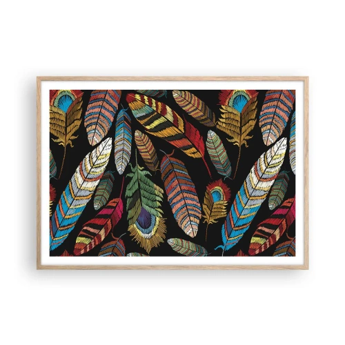 Poster în ramă de stejar deschis - Carnavalul păsărilor - 100x70 cm