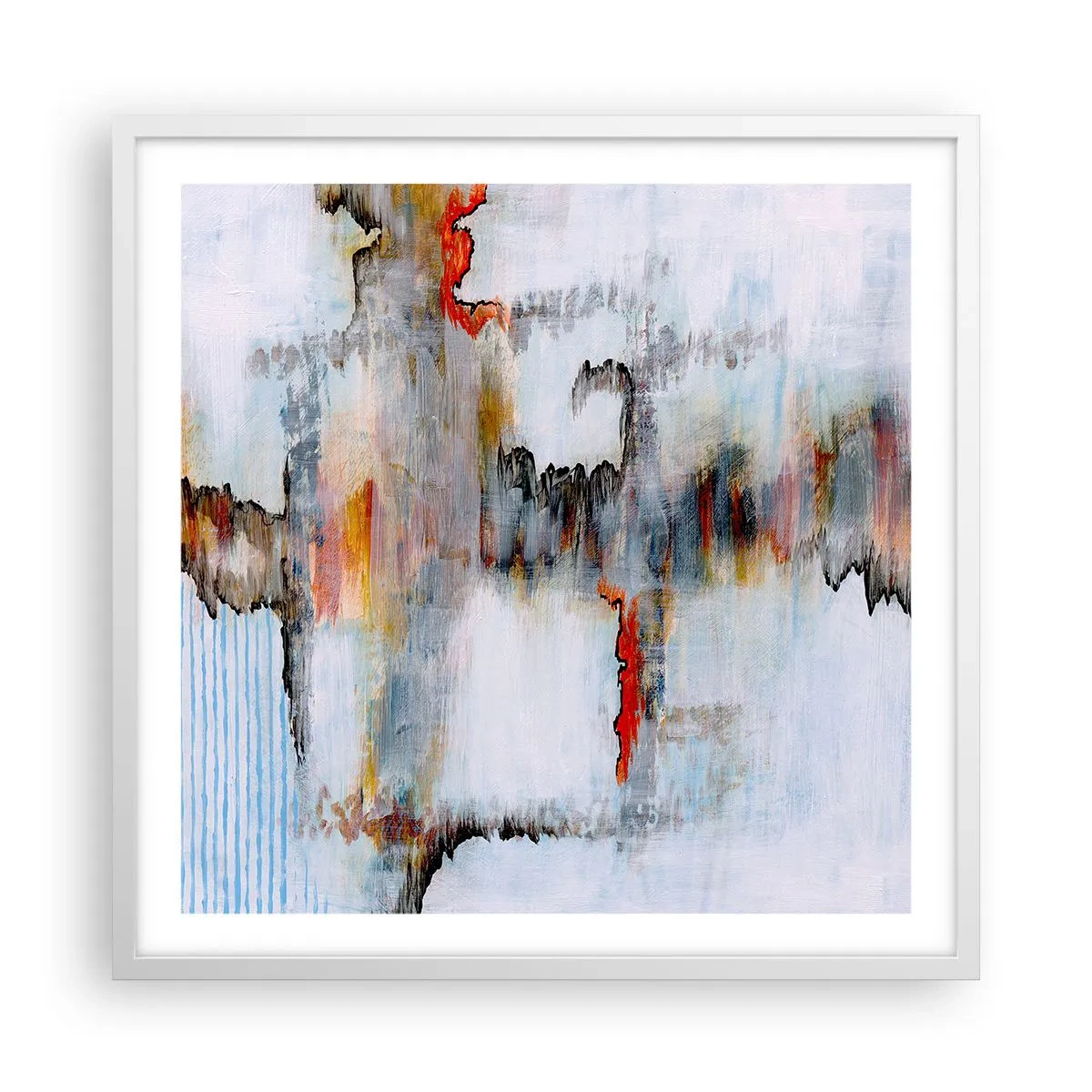 Poster în ramă albă - Cu bățul pe apă - 60x60 cm