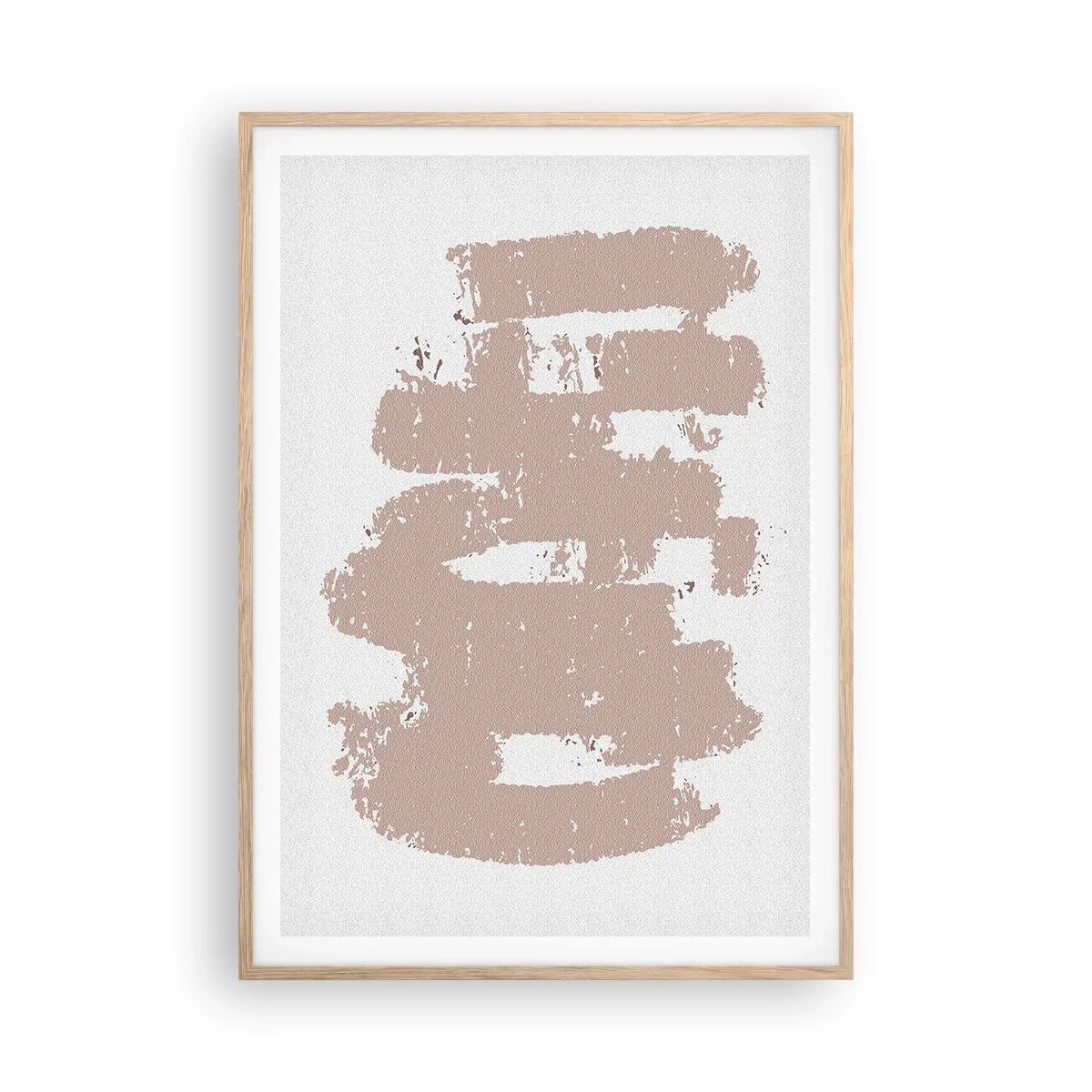 Poster în ramă de stejar deschis - Abstracție în roz moale - 70x100 cm