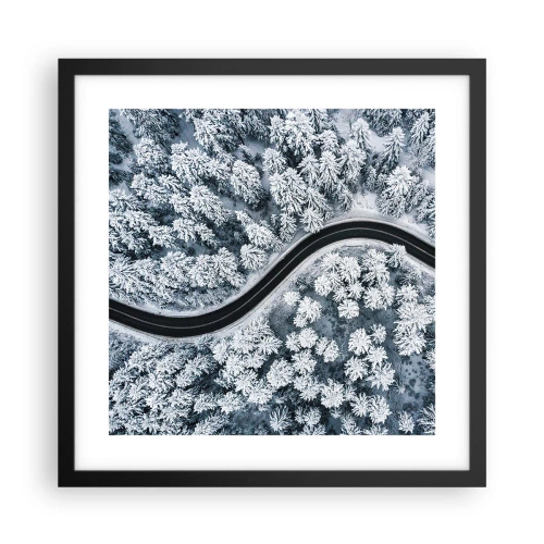 Poster în ramă neagră - Prin pădurea de iarnă - 40x40 cm
