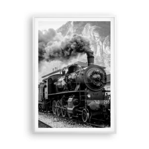 Poster în ramă albă - La gară... - 70x100 cm