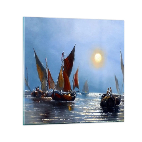 Tablou pe sticlă - Pescuit de noapte - 70x70 cm