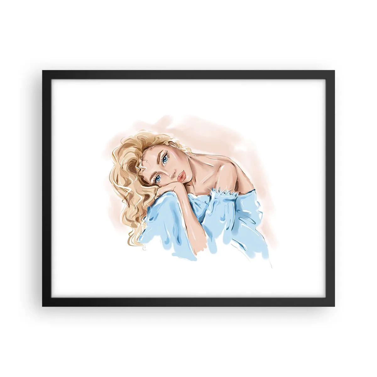 Poster în ramă neagră - Scufundată în vis albastru - 50x40 cm