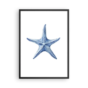 Poster în ramă neagră - Stea de mare albastră pe fundal alb - 50x70cm - Steaua mării - Decorațiune modernă pentru perete pentru living și dormitor ARTTOR