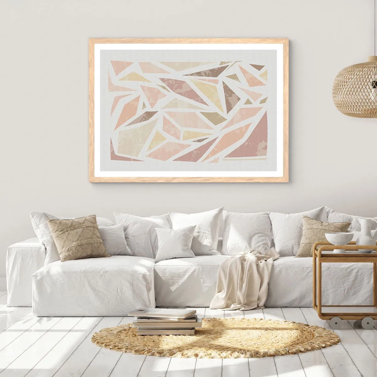 Poster în ramă de stejar deschis - Compoziție de vitralii - 91x61 cm