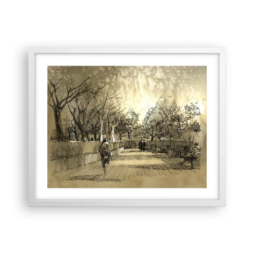 Poster în ramă albă - Un moment reținut cu pene - 50x40 cm