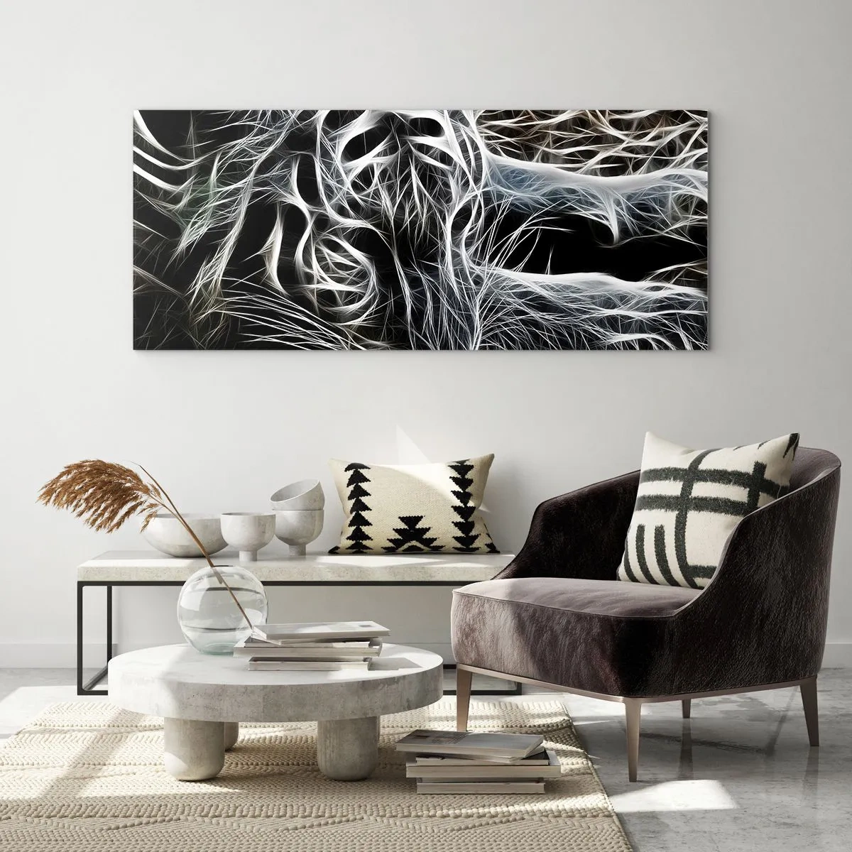 Tablou pe sticlă - Un studiu al lejerității felinelor - 140x50 cm