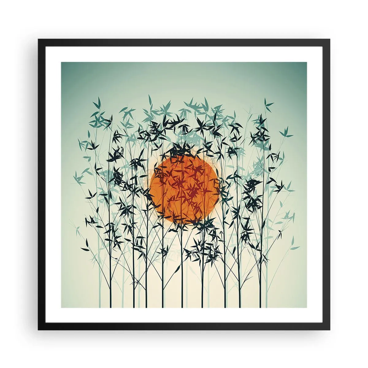 Poster în ramă neagră - Soarele japonez - 60x60 cm