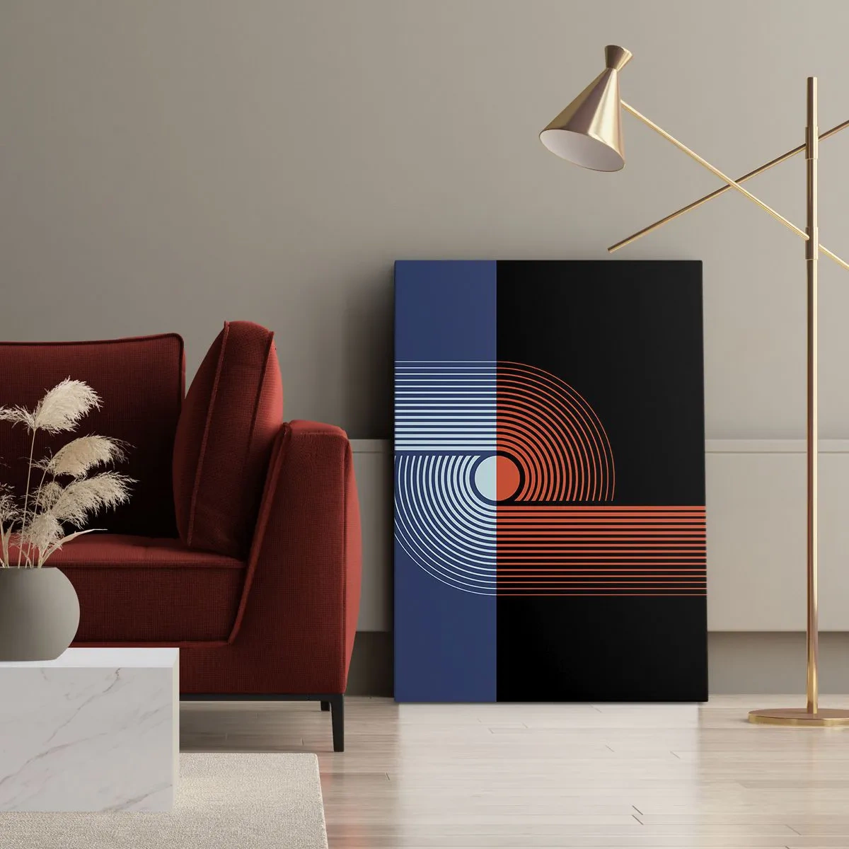 Tablou pe pânză - Într-o îmbrăţişare geometrică - 50x70 cm