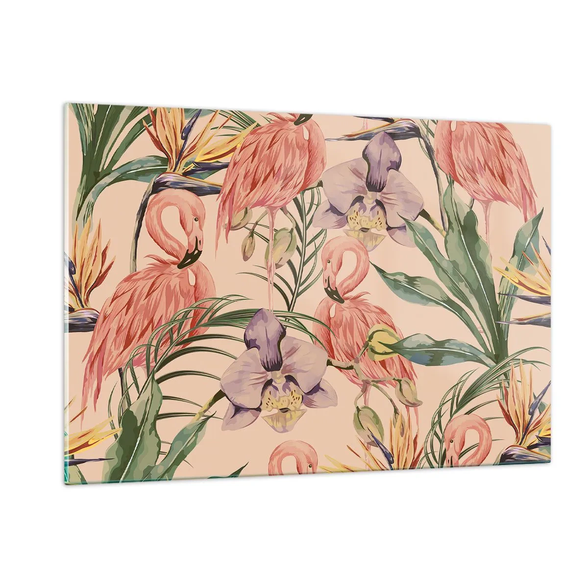 Tablou pe sticlă - Balet floral roz - 120x80 cm
