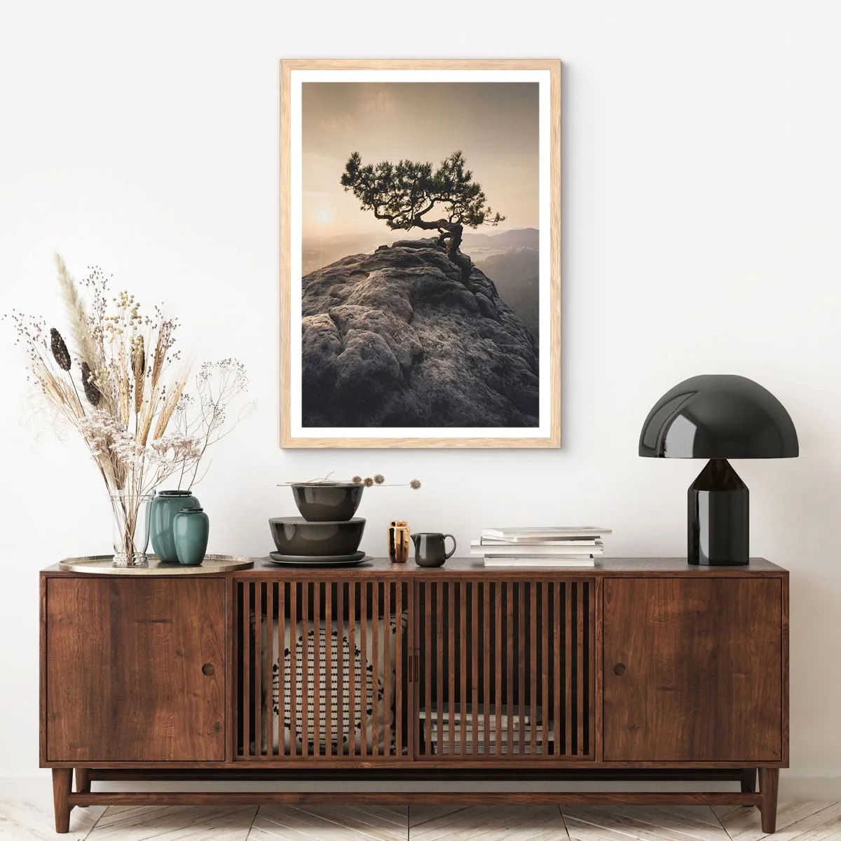 Poster în ramă de stejar deschis - Viața învinge întotdeauna - 70x100 cm