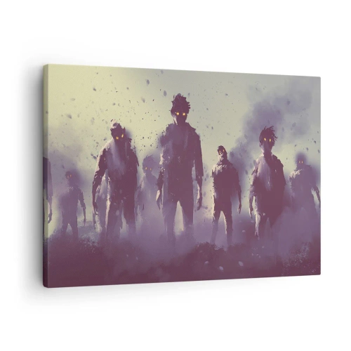 Tablou pe pânză Canvas - Scenă întunecată cu siluete cu ochi galbeni - 70x50cm - Ai grijă! Se apropie - Decorațiune modernă pentru perete pentru living și dormitor ARTTOR