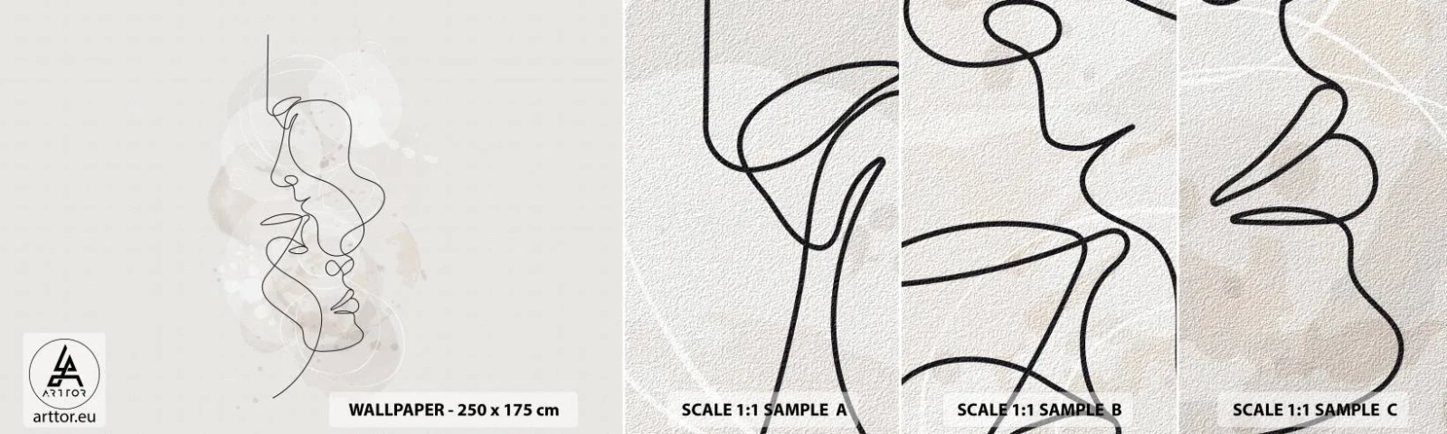 Mostră tapet autocolant Deluxe Sticker - Încurcați într-o îmbrățișare - Abstracția, Om, Femeie - 100x30 cm