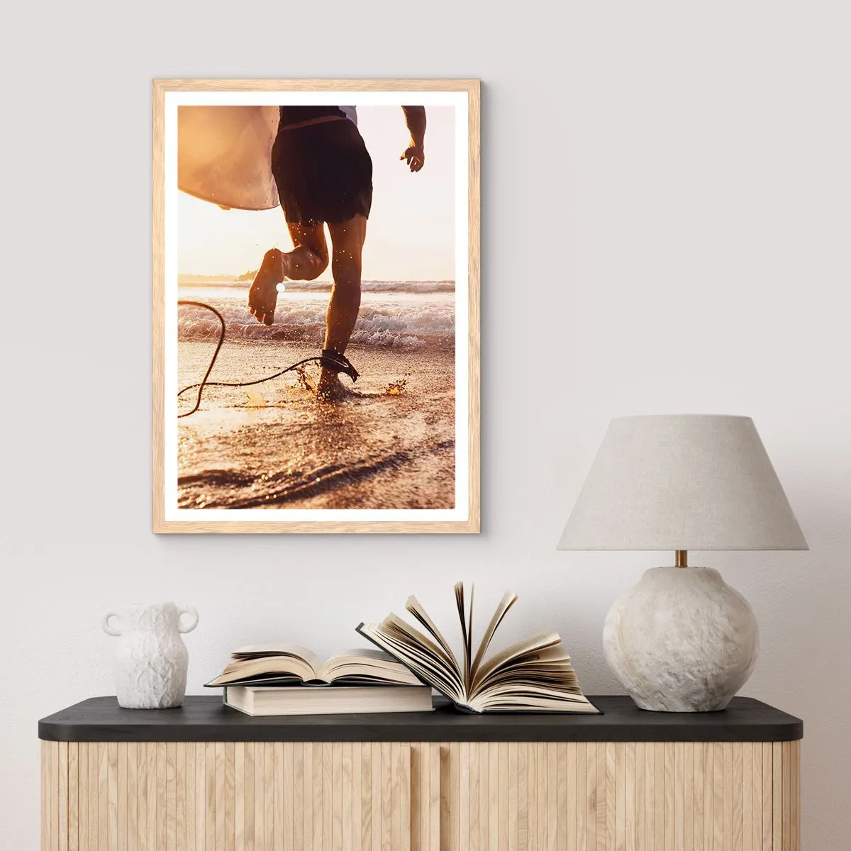 Poster în ramă de stejar deschis - Pentru a întâmpina valul - 61x91 cm